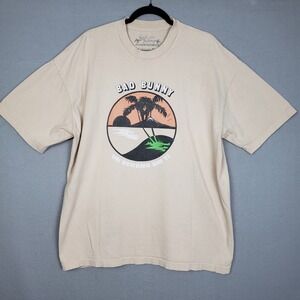 Bad Bunny Un Verano Sin Ti Graphic Tee Shirt Beige Tour Merch Superbowl Size XL